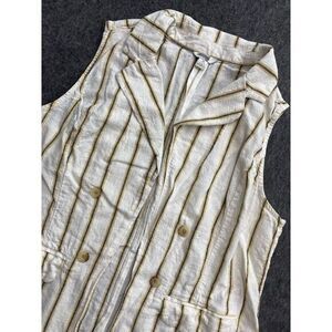 Cato M Striped Linen Blend Open‎ Front Vest